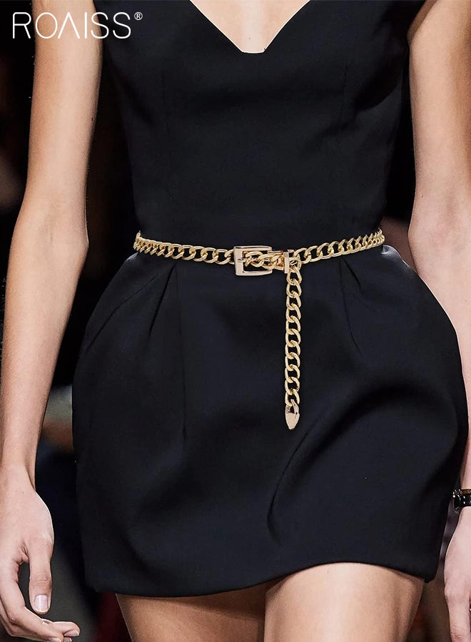 roaiss 2 Pcs Stylish Metal Waist Chains, Punk Rock Style Chunky Chain Belts, Buckle Type Adjustable Belt for Jeans and Dresses, A Waist Decoration for Women - Image 3